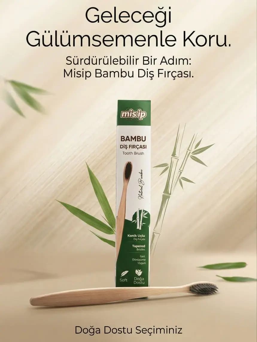 %100 Doğal Bambu Diş Fırçası - Çevre Dostu, Yumuşak (Soft) Kıllı Ekolojik Ağız Bakımı